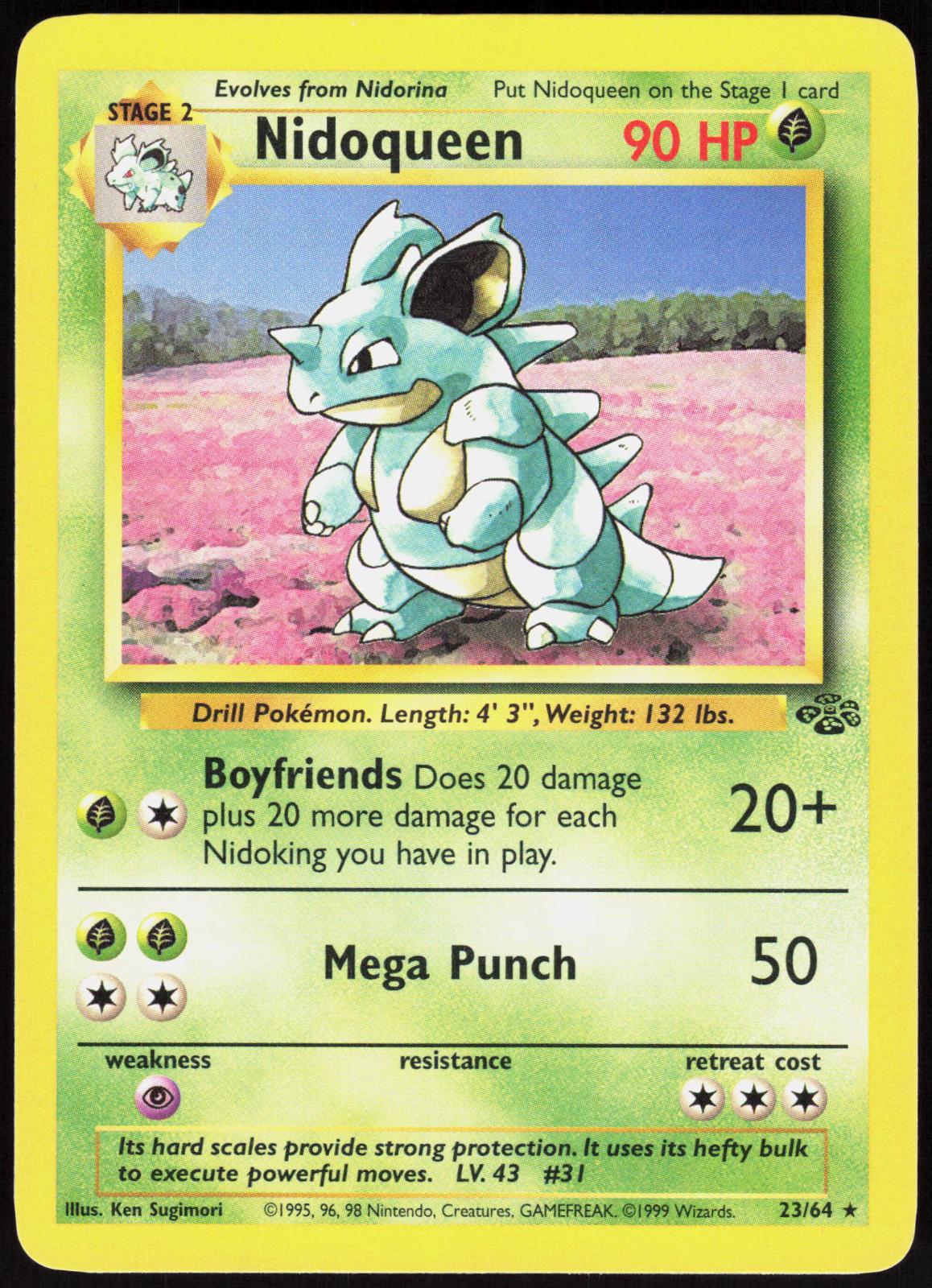 NIDOQUEEN 23/64 JUNGLE POKEMON RARE UNLIMITED LP