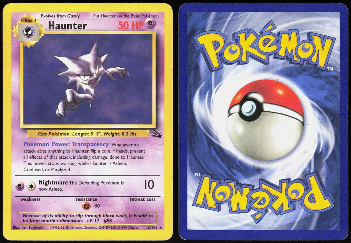 HAUNTER 21/62 FOSSIL POKEMON RARE UNLIMITED MP