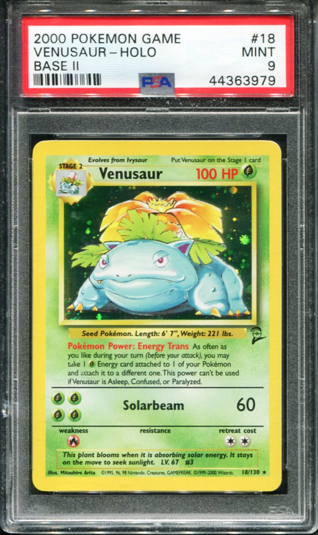 VENUSAUR HOLO 18 PSA 9 GAME BASE II POKEMON