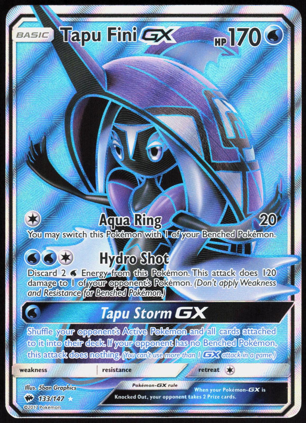 TAPU FINI GX 133/147 BURNING SHADOWS POKEMON ULTRA RARE HOLO LP