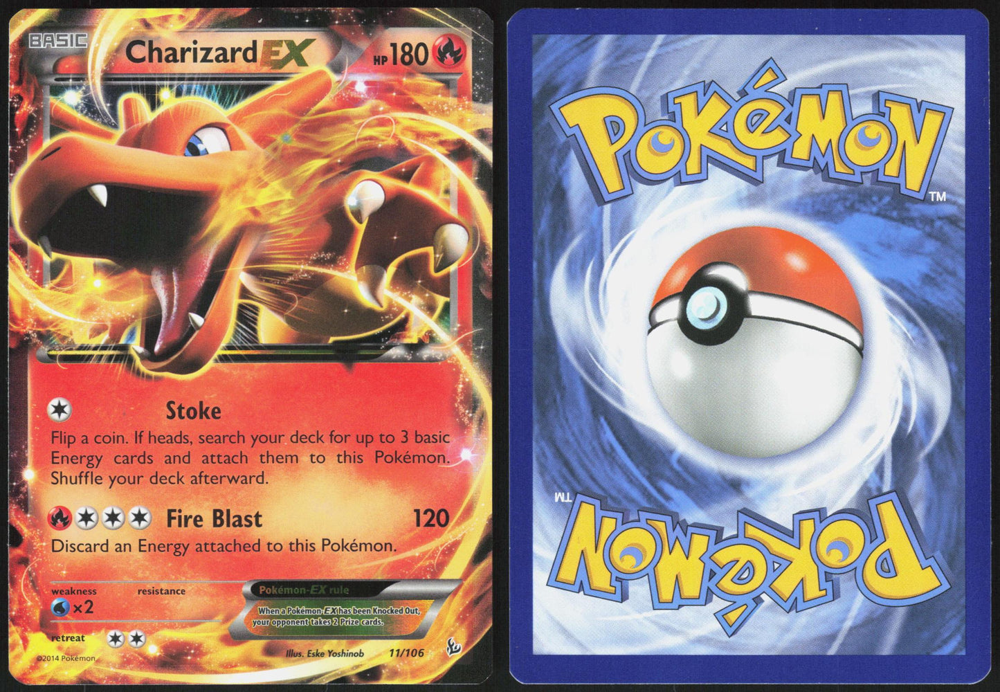 CHARIZARD EX 11/106 FLASHFIRE POKEMON EX RARE LP