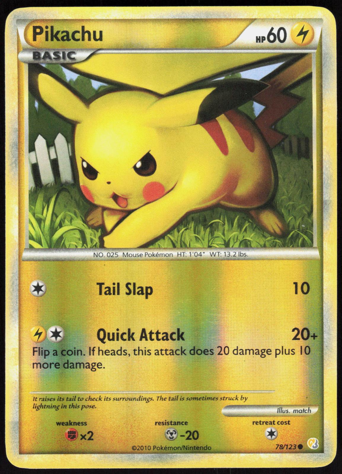 PIKACHU 78/123 HEARTGOLD & SOULSILVER POKEMON COMMON REVERSE HOLO LP