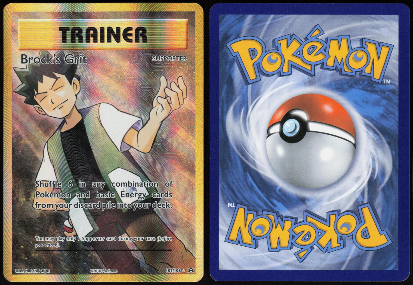 BROCK'S GRIT 107/108 EVOLUTIONS POKEMON ULTRA RARE HOLO LP