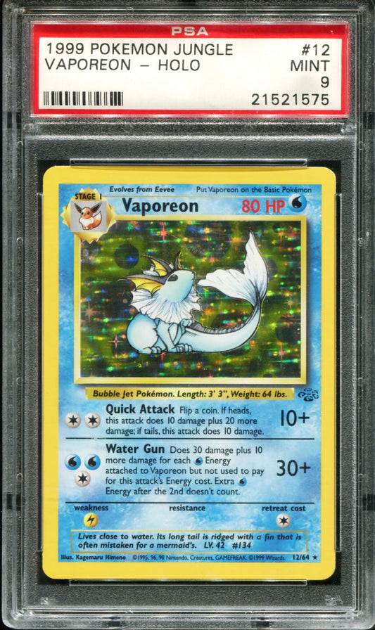 VAPOREON HOLO 12/64 PSA 9 JUNGLE POKEMON