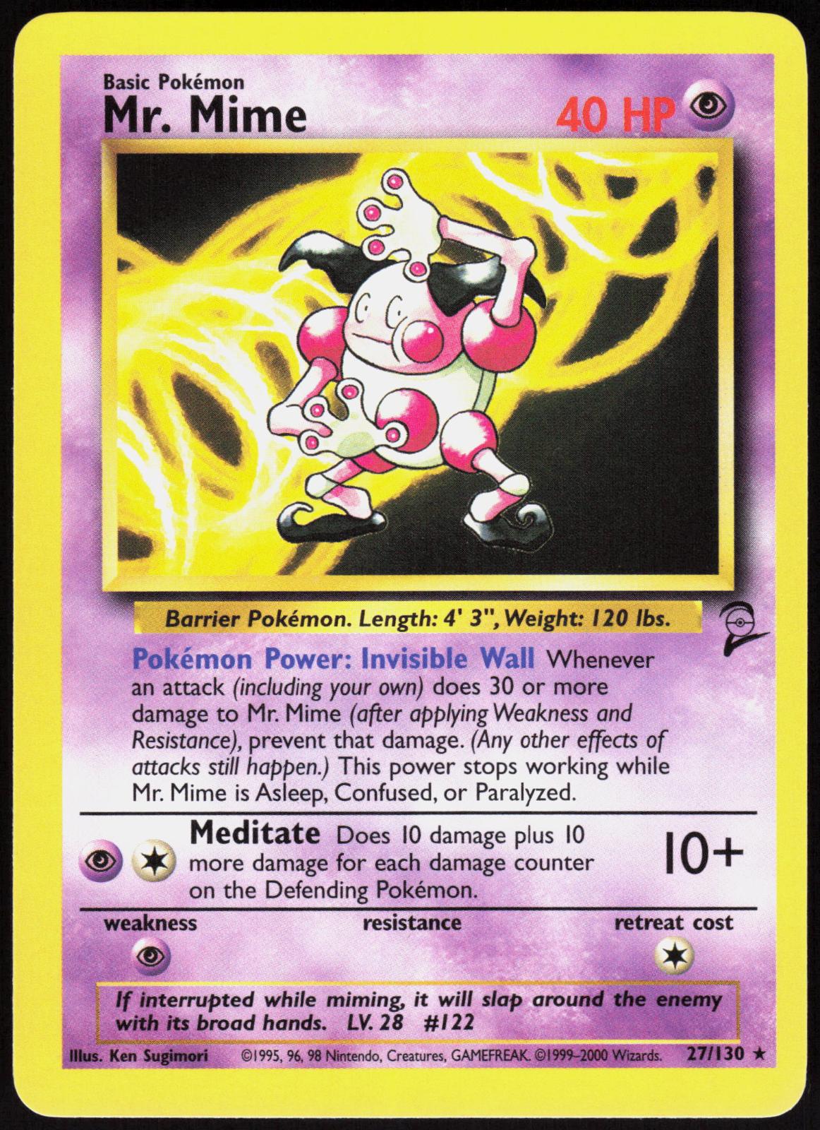 MR. MIME 27/130 BASE SET 2 POKEMON RARE LP