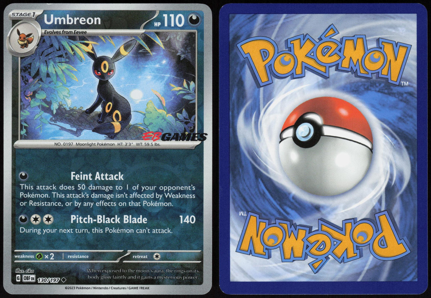UMBREON (EBGAMES EXCLUSIVE) 130/197 POKEMON REVERSE HOLO LP