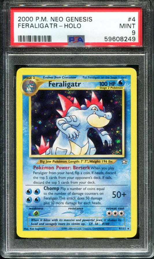 FERALIGATR HOLO 4/111 PSA 9 NEO GENESIS POKEMON