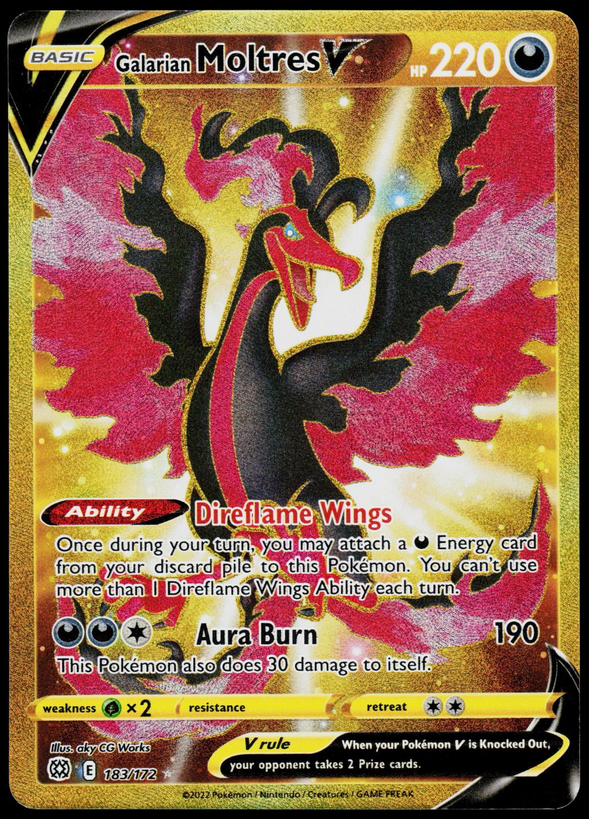 GALARIAN MOLTRES V 183/172 BRILLIANT STARS SECRET RARE LP