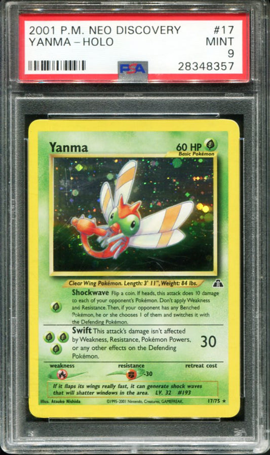 YANMA HOLO 17/75 PSA 9 NEO DISCOVERY POKEMON