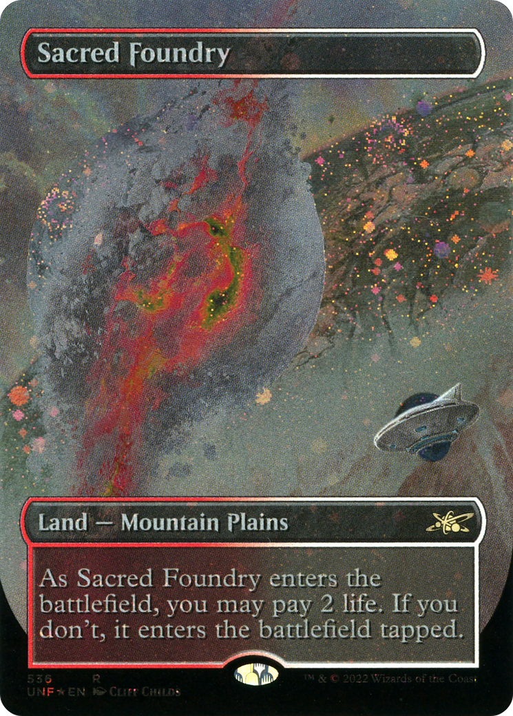 MAGIC: THE GATHERING  - Sacred Foundry (Borderless) (Galaxy Foil) (UNF-536) - Unfinity Foil