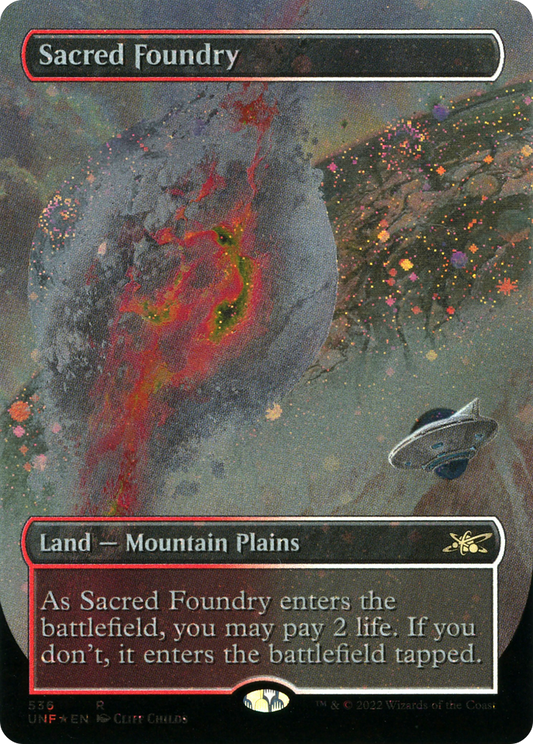MAGIC: THE GATHERING  - Sacred Foundry (Borderless) (Galaxy Foil) (UNF-536) - Unfinity Foil
