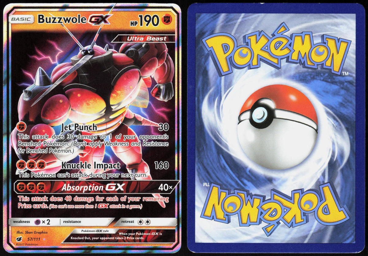BUZZWOLE GX 57/111 CRIMSON INVASION POKEMON ULTRA RARE HOLO HP