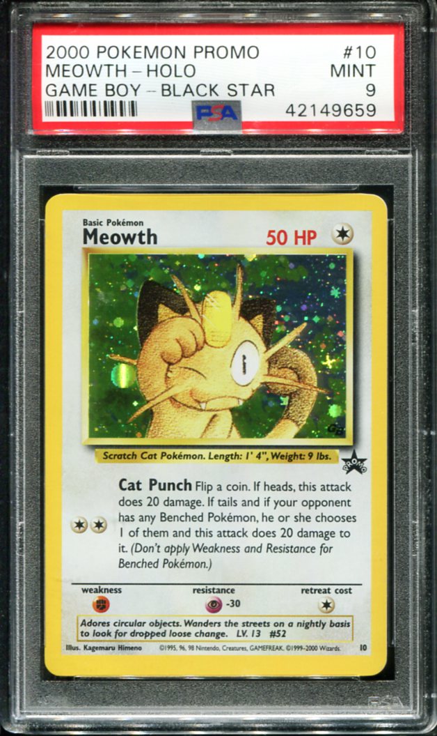 MEOWTH HOLO 10 PSA 9 GAME BOY PROMO BLACK STAR POKEMON