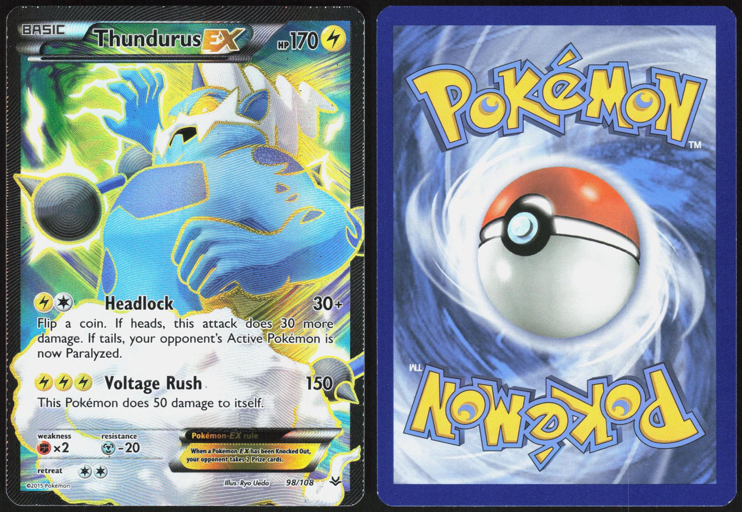 THUNDURUS EX 98/108 ROARING SKIES POKEMON ULTRA RARE NM