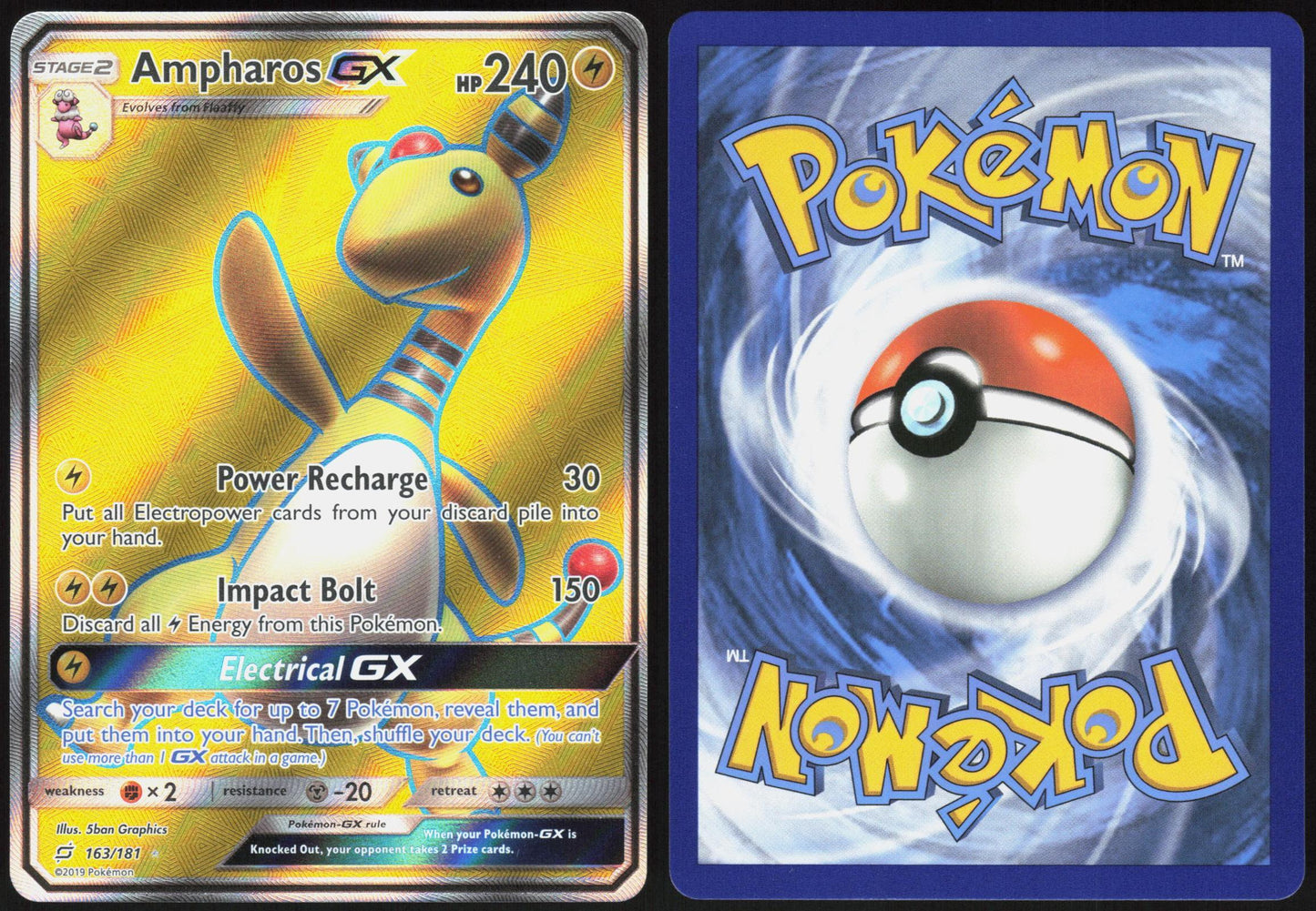AMPHAROS GX 163/181 TEAM UP POKEMON ULTRA RARE NM