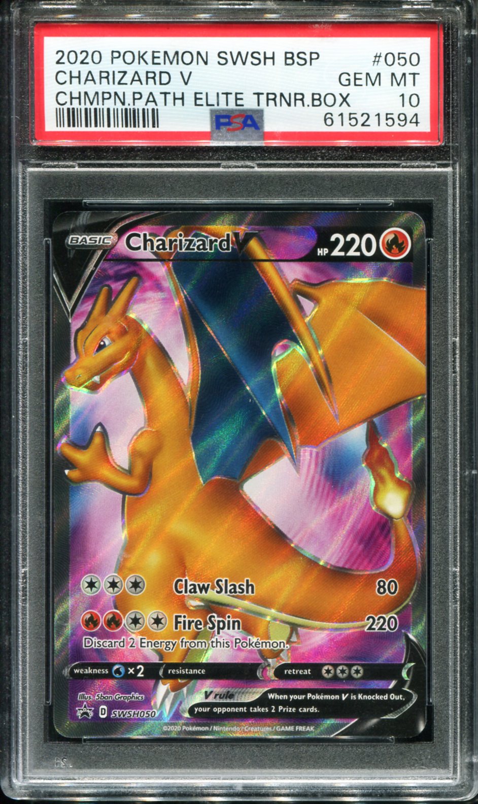 CHARIZARD V 050/073 PSA 10 CHAMPION'S PATH ELITE TRAINER BOX POKEMON