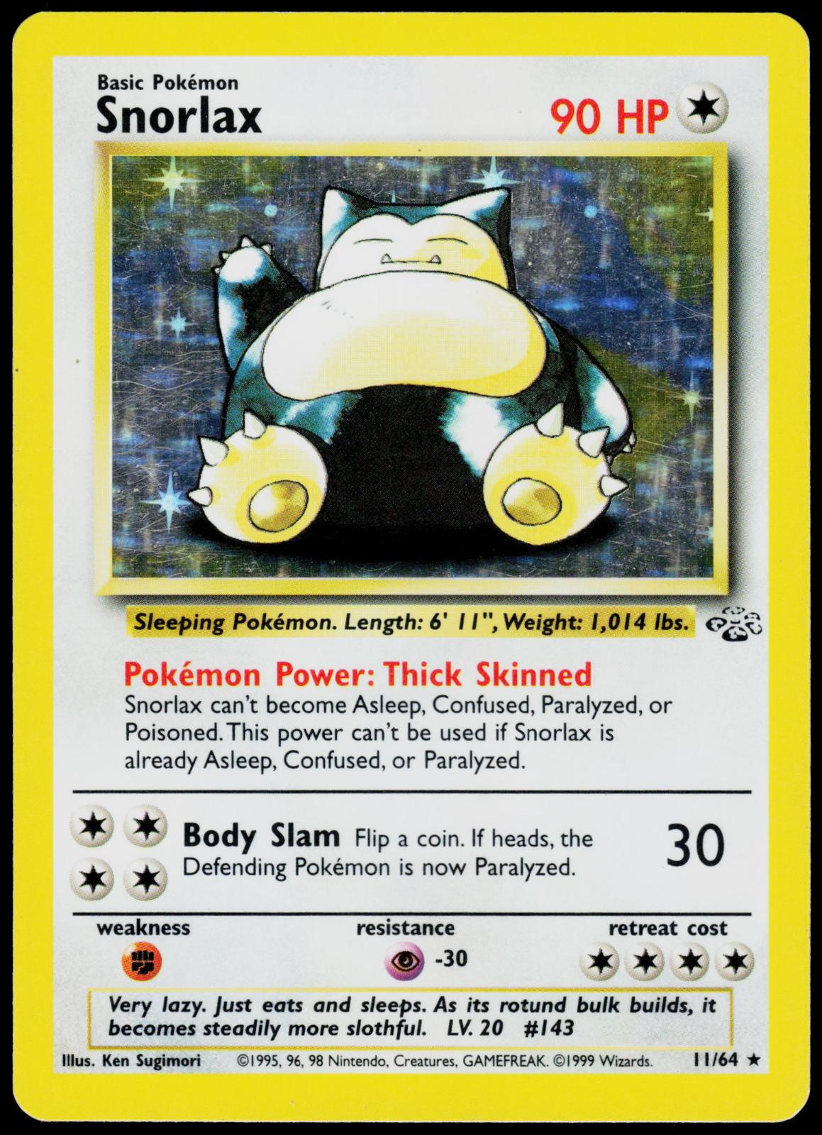 SNORLAX 11/64 JUNGLE RARE UNLIMITED HOLO MP