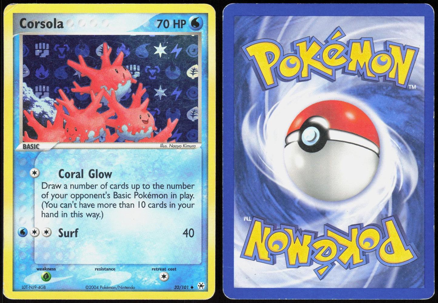 CORSOLA 32/101 HIDDEN LEGENDS POKEMON UNCOMMON REVERSE HOLO MP