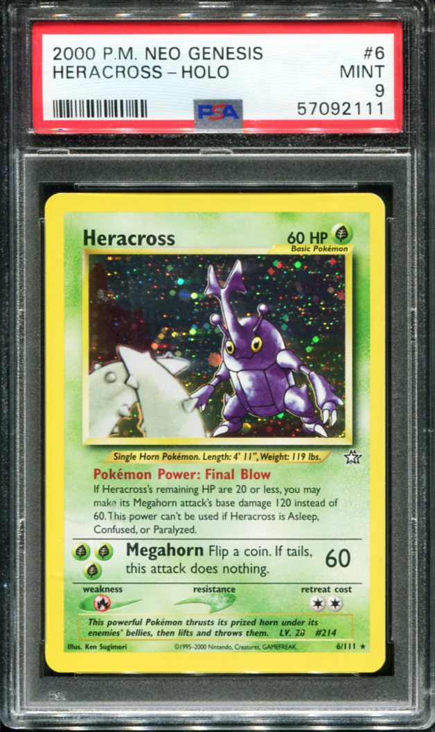 HERACROSS HOLO 6/111 PSA 9 NEO GENESIS POKEMON