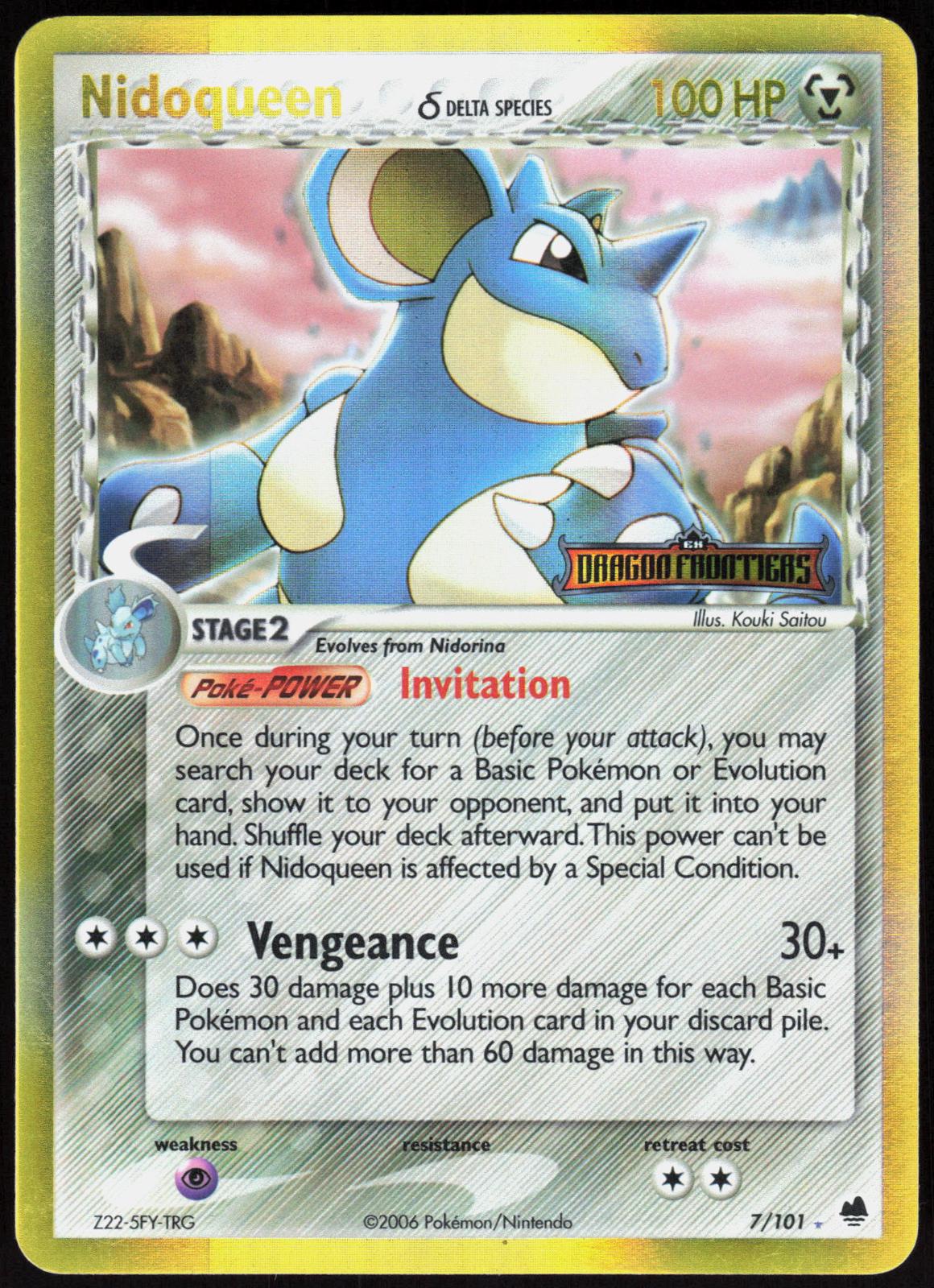NIDOQUEEN Δ 7/101 DRAGON FRONTIERS POKEMON RARE REVERSE HOLO LP