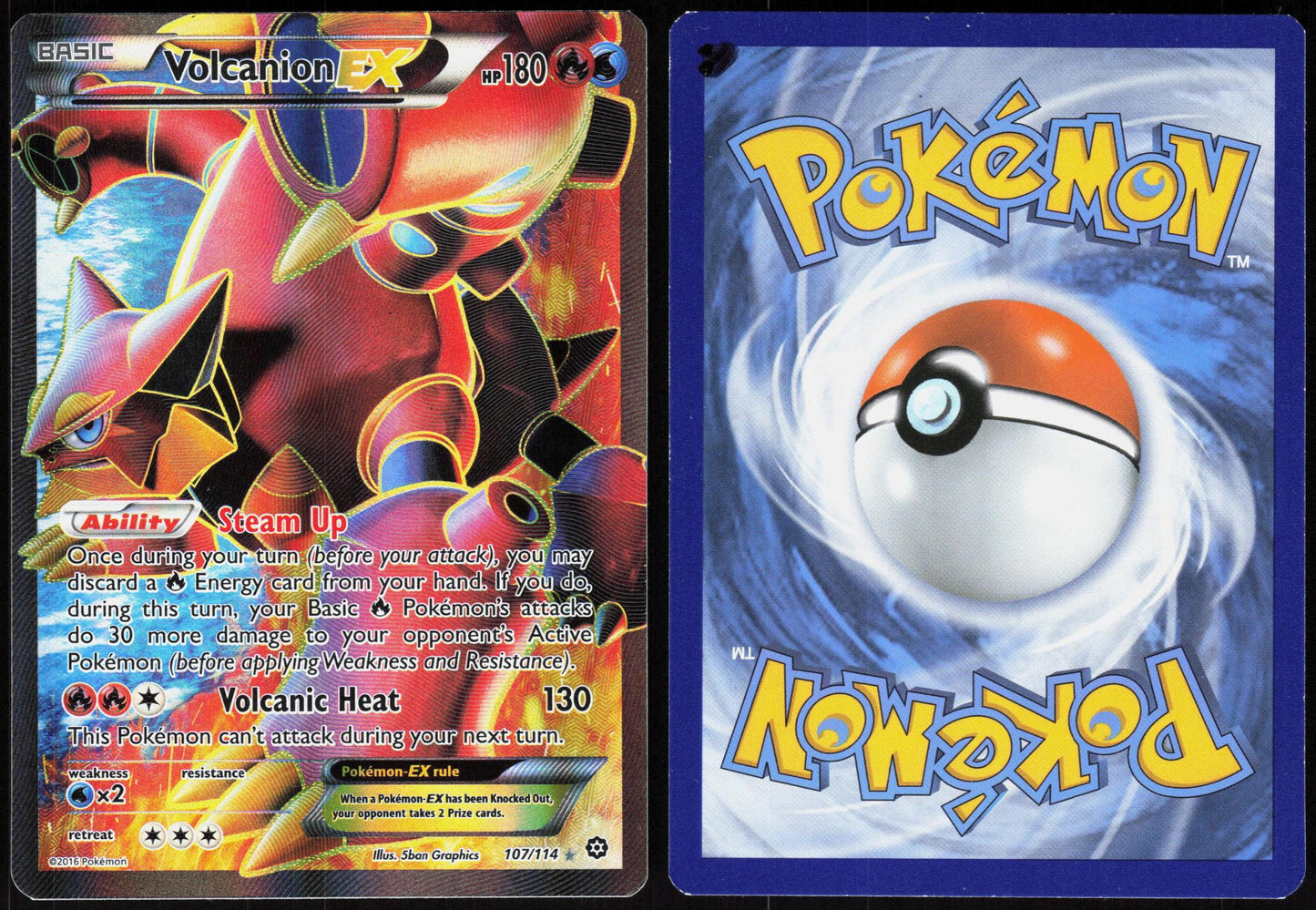 VOLCANION EX 107/114 STEAM SIEGE POKEMON ULTRA RARE HOLO HP