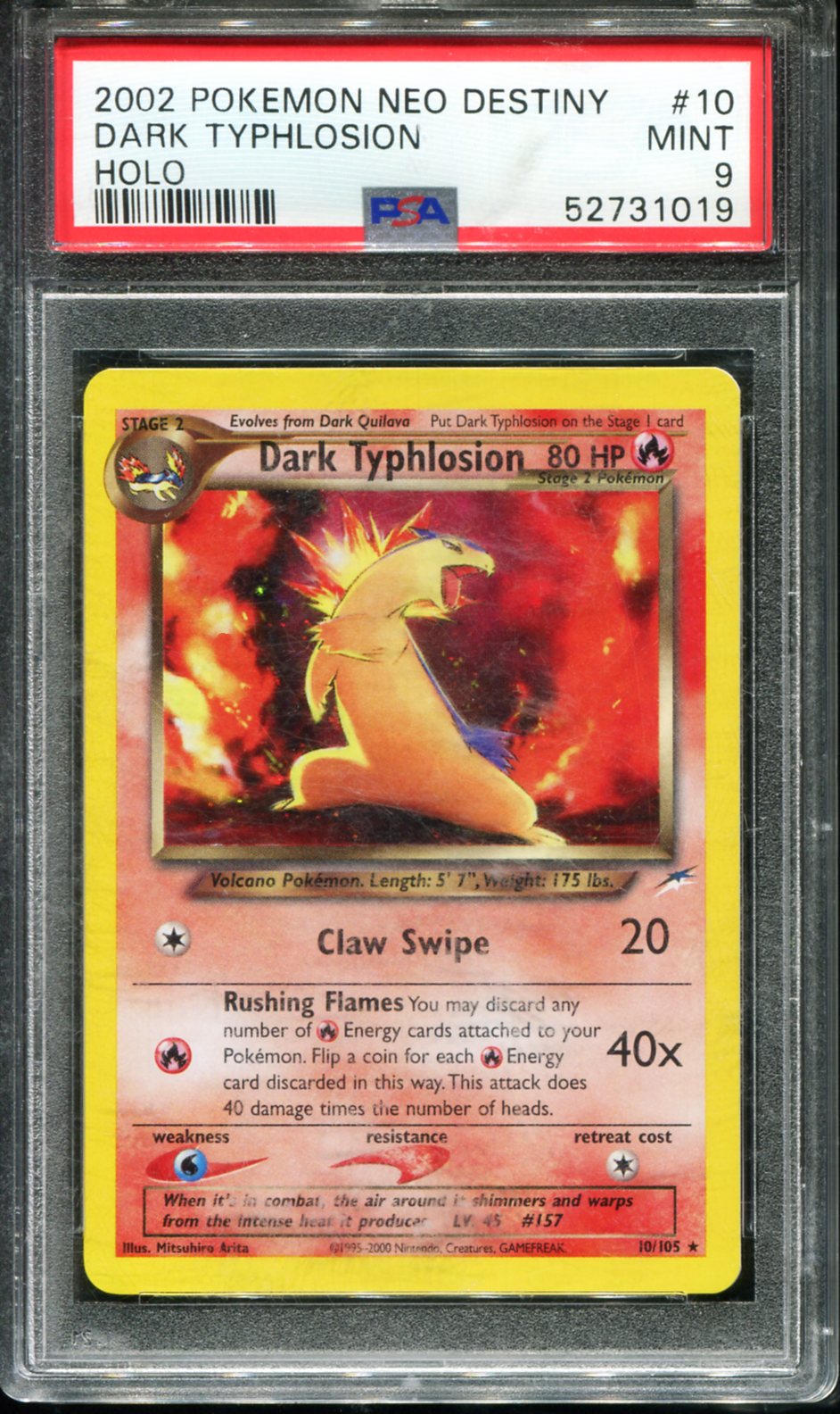 DARK TYPHLOSION HOLO 10/105 PSA 9 NEO DESTINY POKEMON