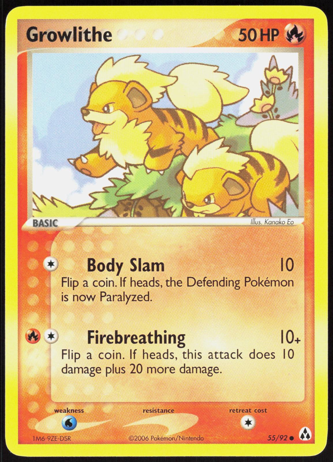 GROWLITHE 55/92 LEGEND MAKER POKEMON COMMON LP
