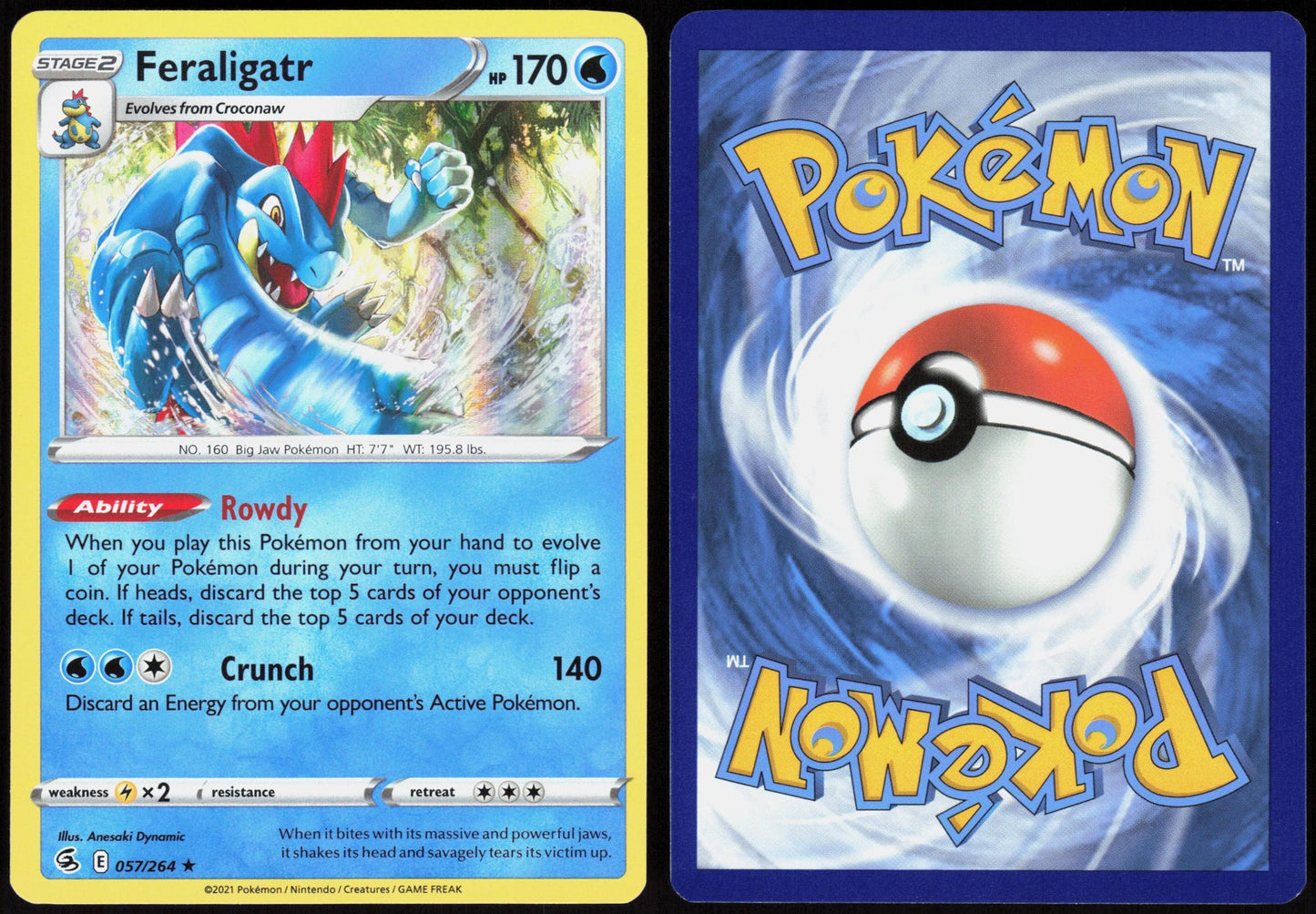 FERALIGATR 057/264 FUSION STRIKE POKEMON RARE HOLO NM