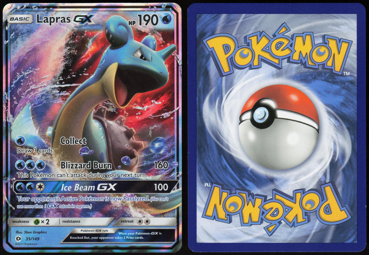 LAPRAS GX 35/149 SM BASE SET POKEMON ULTRA RARE HOLO LP