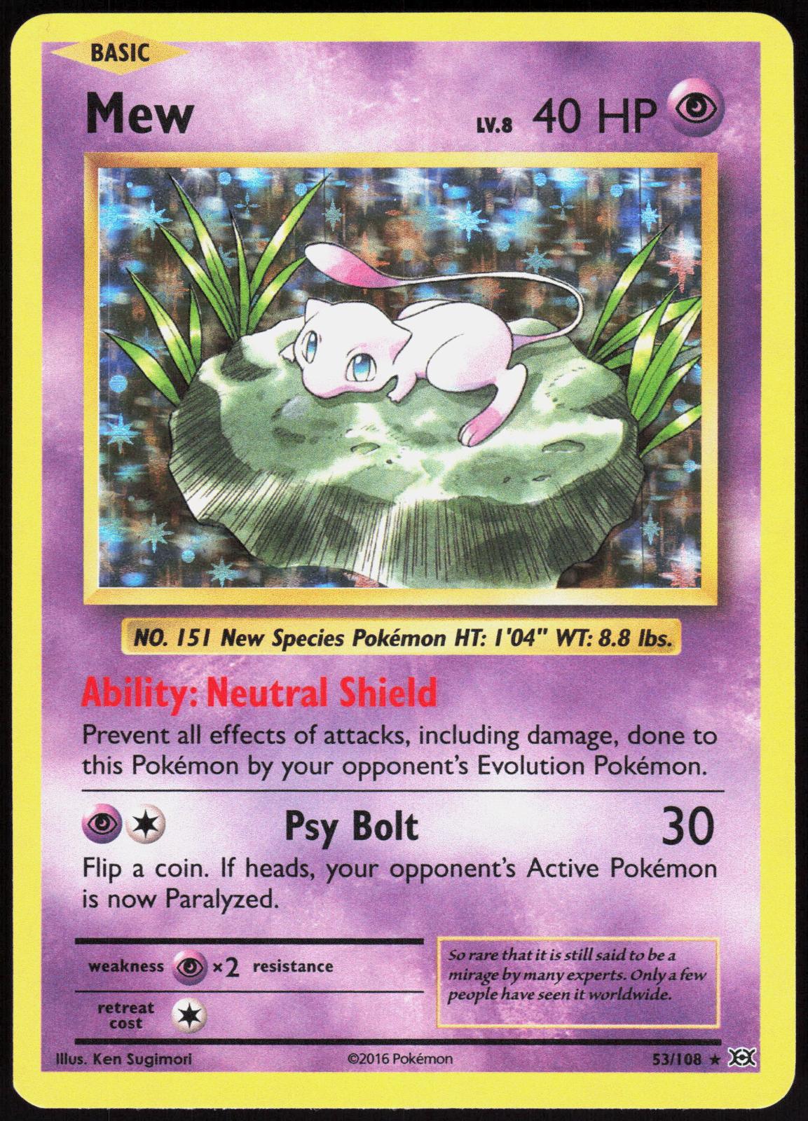 MEW 53/108 EVOLUTIONS POKEMON RARE HOLO LP