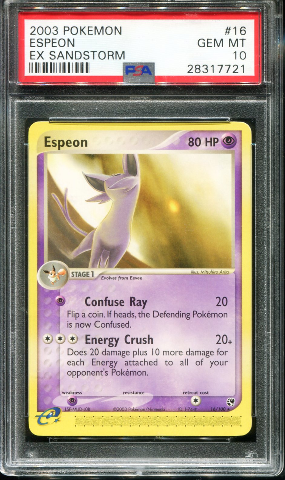 ESPEON 16/100 PSA 10 SANDSTORM POKEMON