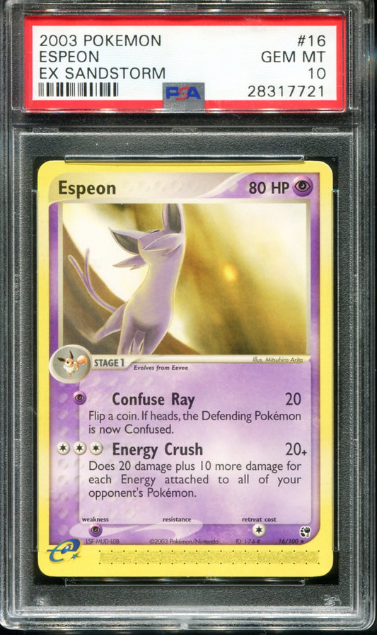 ESPEON 16/100 PSA 10 SANDSTORM POKEMON