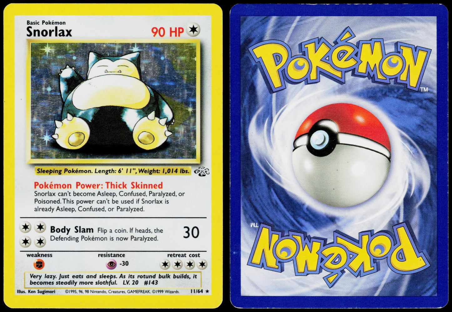 POKEMON SNORLAX 11/64 JUNGLE RARE UNLIMITED HOLO