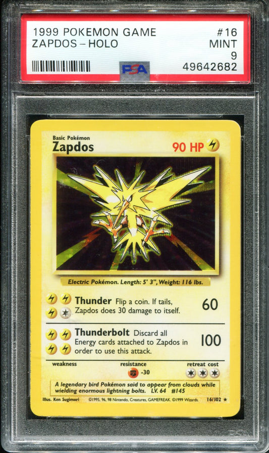 ZAPDOS HOLO 16/102 PSA 9 GAME POKEMON