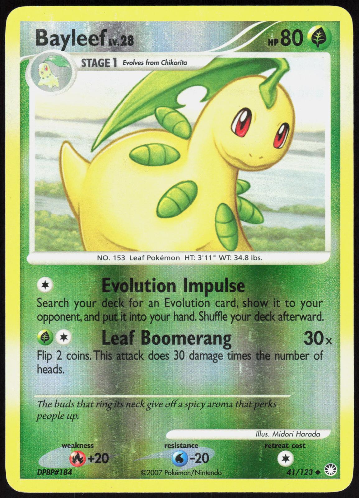 BAYLEEF 41/123 MYSTERIOUS TREASURES POKEMON UNCOMMON REVERSE HOLO LP