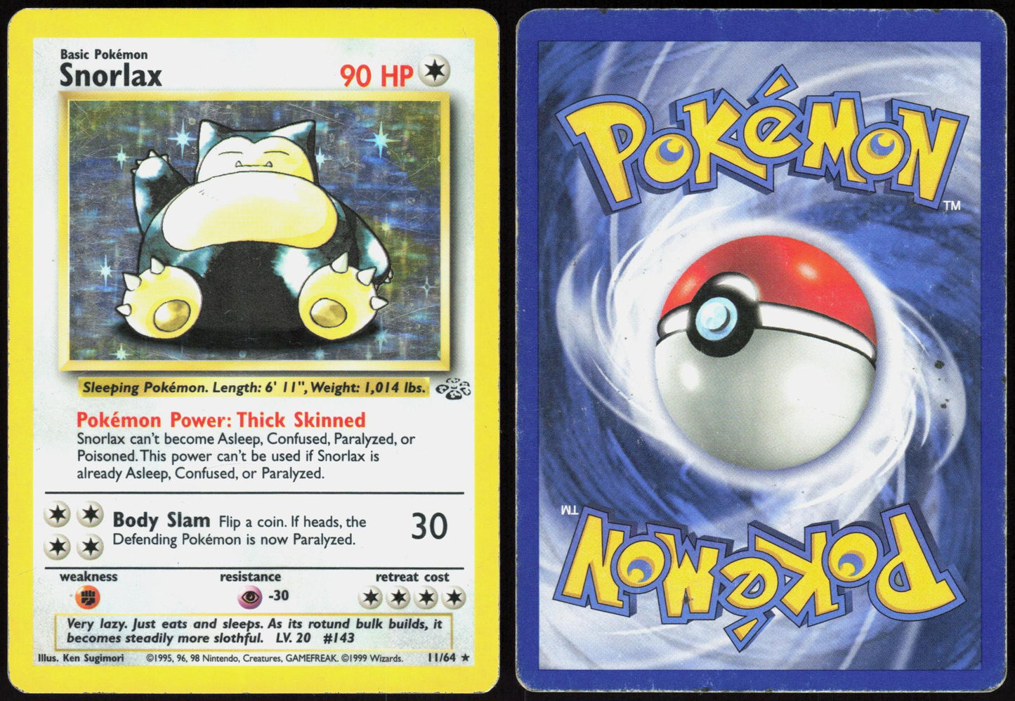 SNORLAX 11/64 JUNGLE POKEMON RARE UNLIMITED HOLO HP