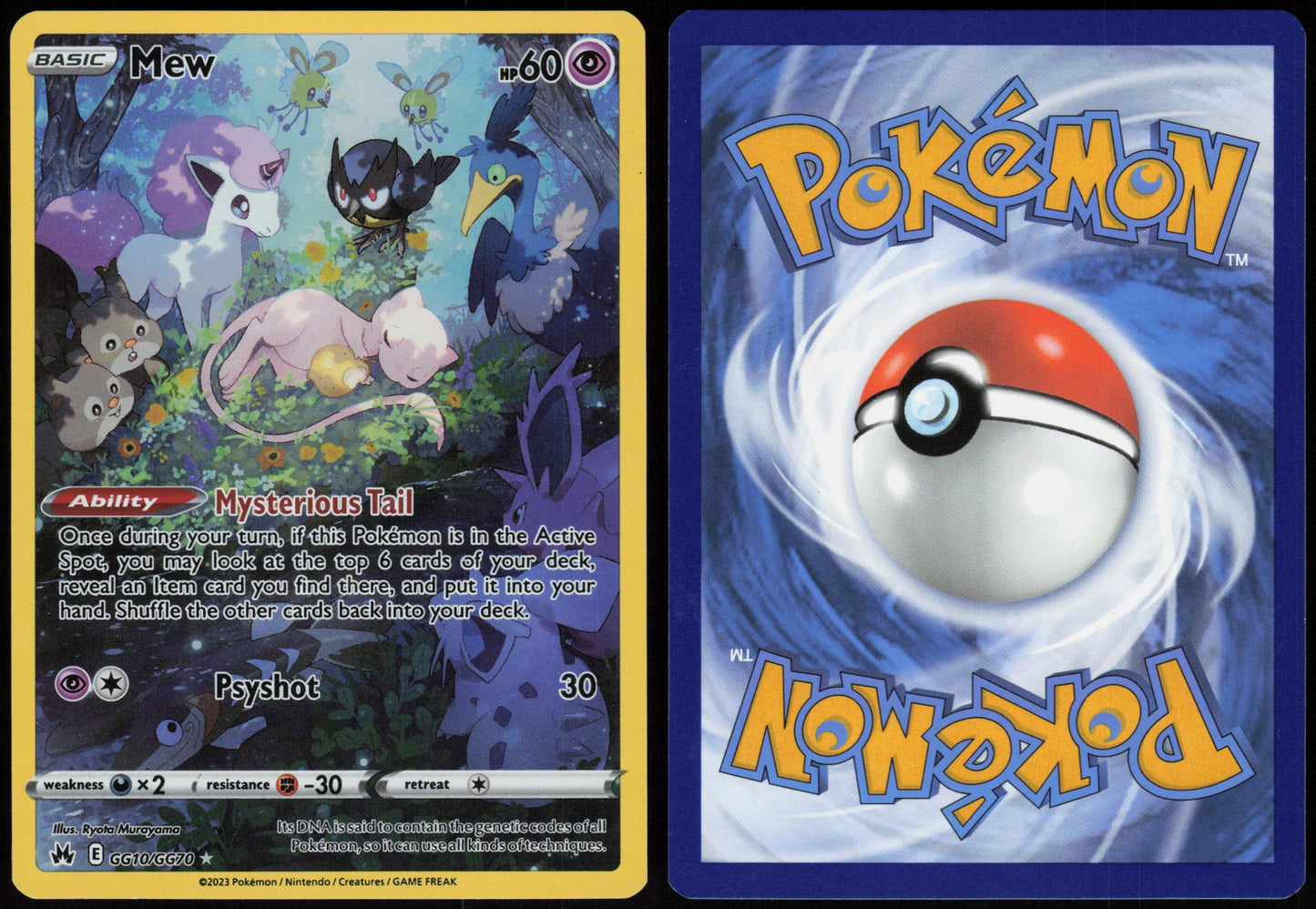 MEW GG10/GG70 CROWN ZENITH GALARIAN GALLERY POKEMON TRAINER GALLERY RARE HOLO LP