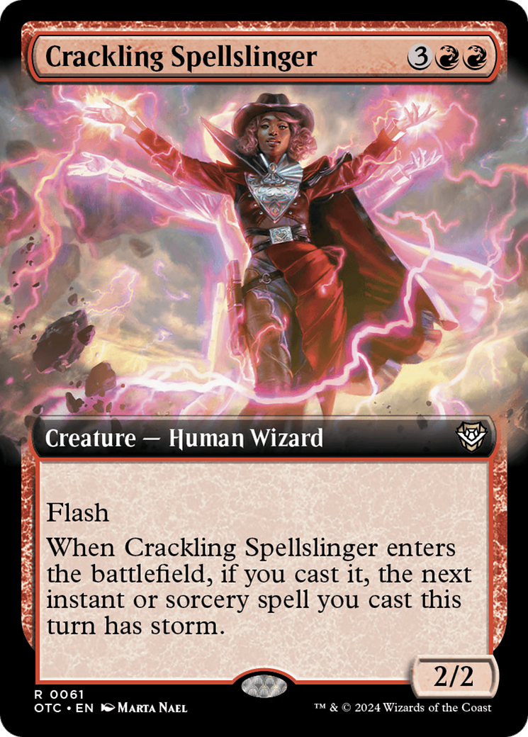 MAGIC: THE GATHERING  - Crackling Spellslinger (Extended Art) (OTC-061) - Outlaws of Thunder Junction Commander: (Extended Art)
