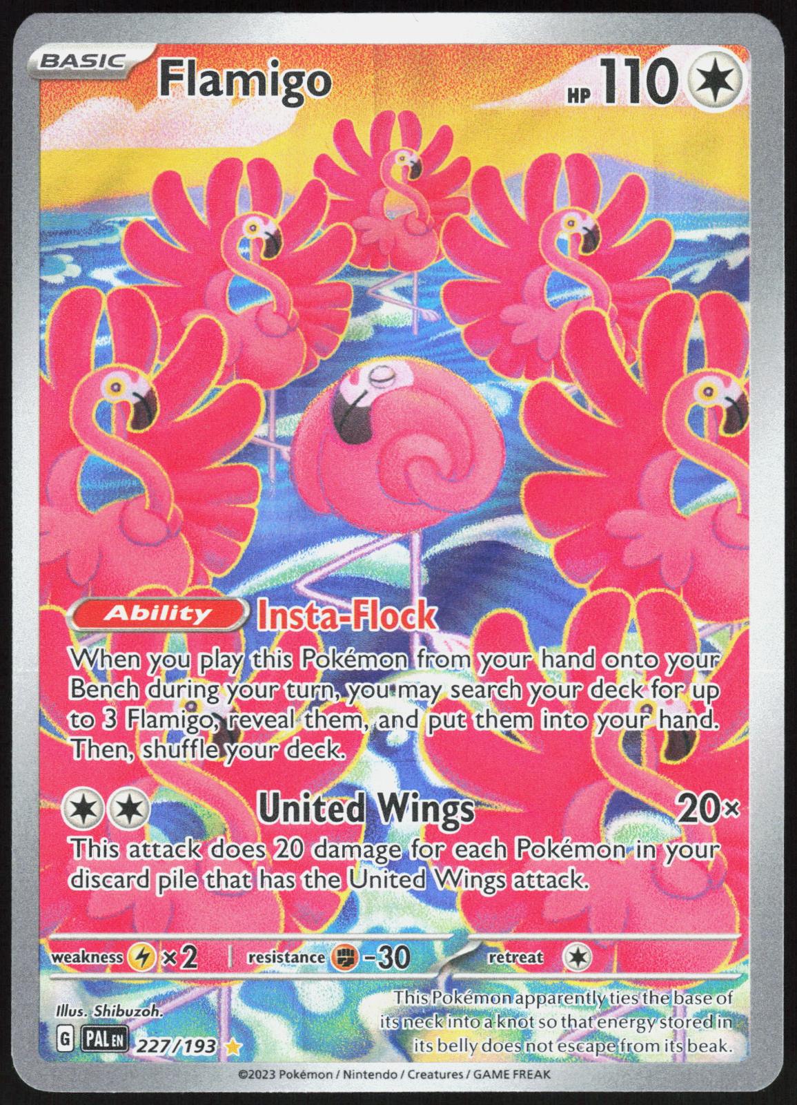 FLAMIGO 227/193 PALDEA EVOLVED POKEMON ILLUSTRATION RARE HOLO LP