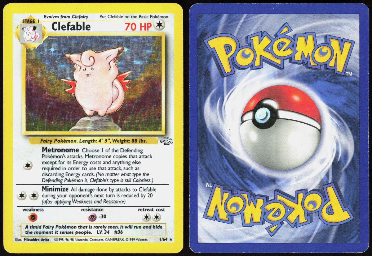 CLEFABLE 1/64 JUNGLE POKEMON RARE UNLIMITED HOLO HP