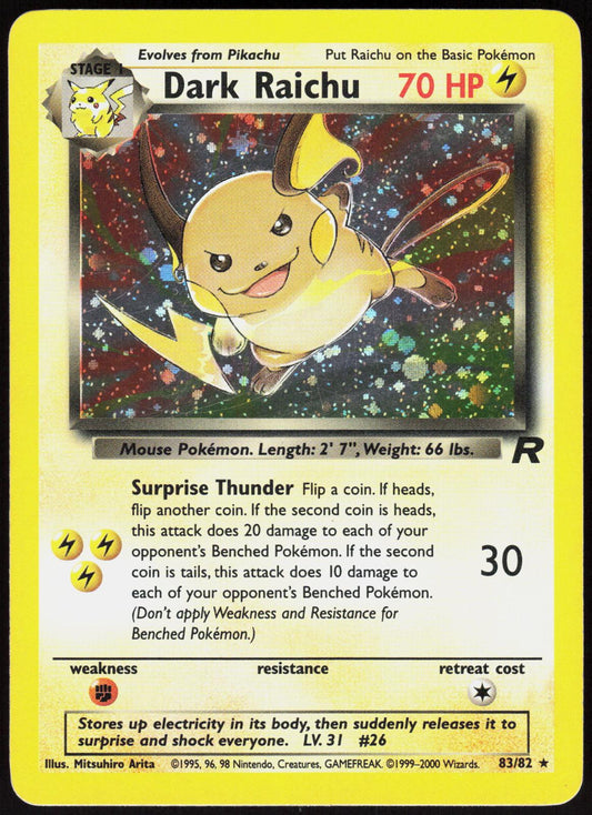 DARK RAICHU 83/82 TEAM ROCKET POKEMON SECRET RARE UNLIMITED HOLO LP
