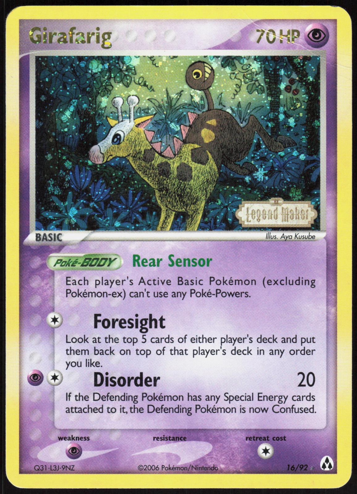 GIRAFARIG 16/92 LEGEND MAKER POKEMON RARE REVERSE HOLO HP