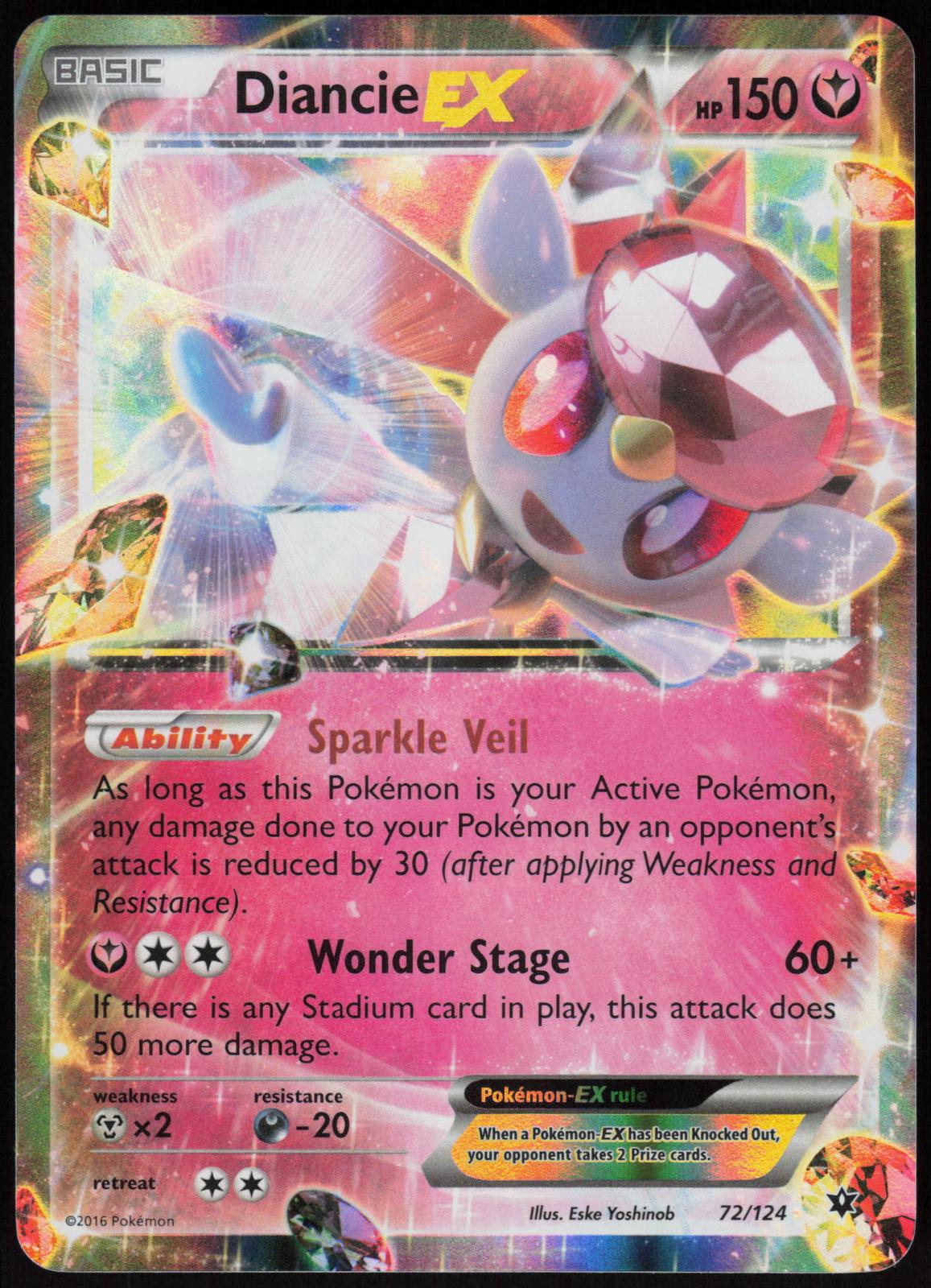DIANCIE EX 72/124 FATES COLLIDE POKEMON EX RARE HOLO LP