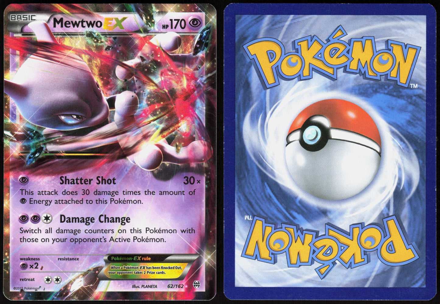 MEWTWO EX 62/162 BREAKTHROUGH POKEMON EX RARE HOLO LP
