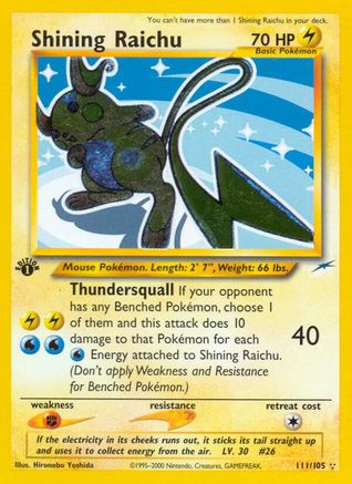 POKEMON TCG - Shining Raichu 111 Neo Destiny - Secret Rare