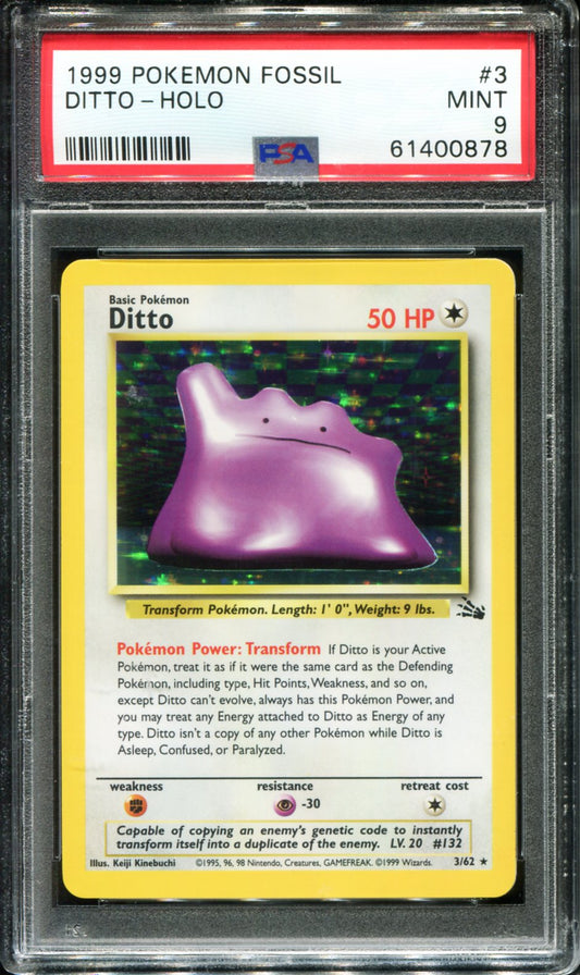 DITTO HOLO 3/62 PSA 9 FOSSIL POKEMON