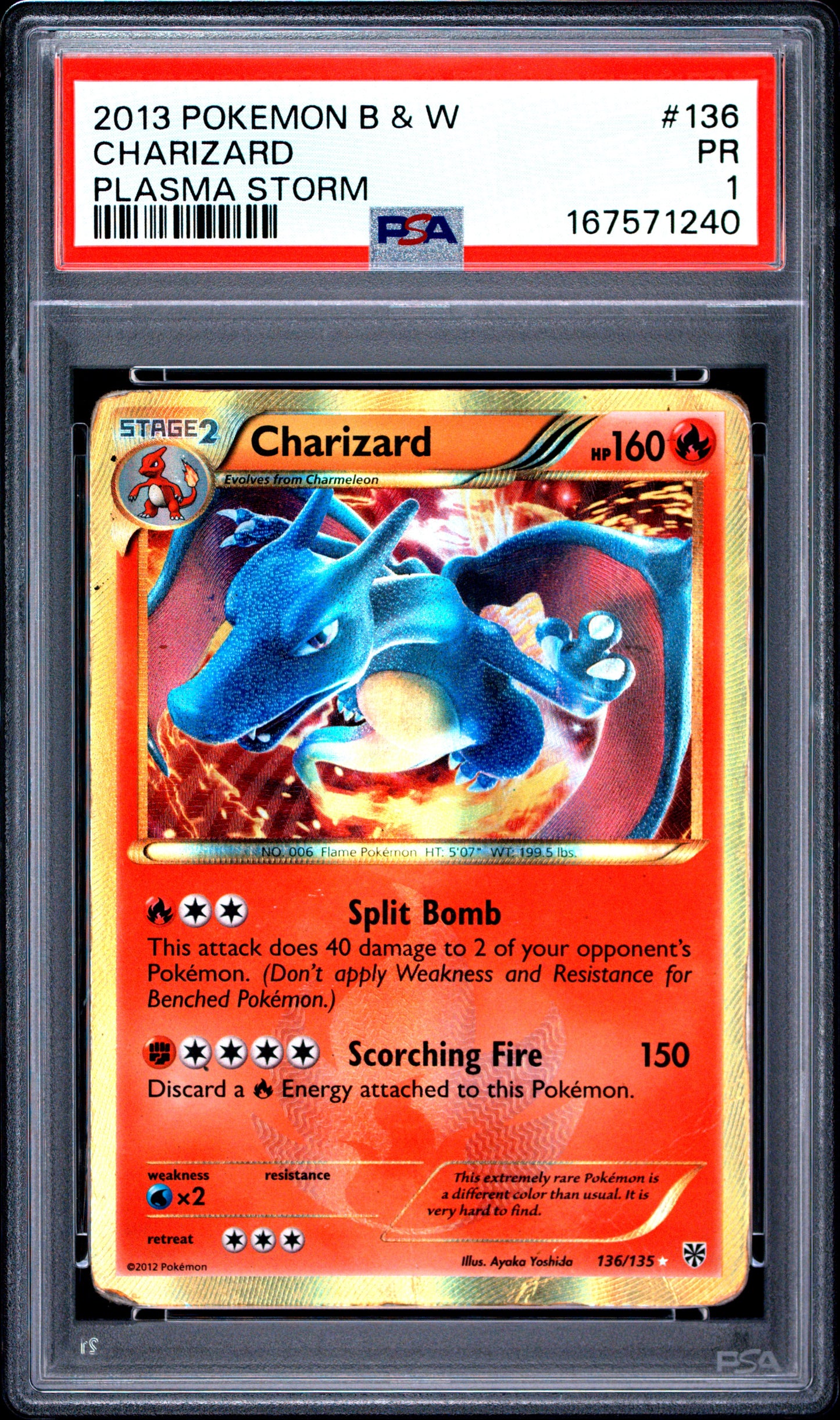 POKEMON TCG - CHARIZARD 136/135 PSA 1 PLASMA STORM POKEMON