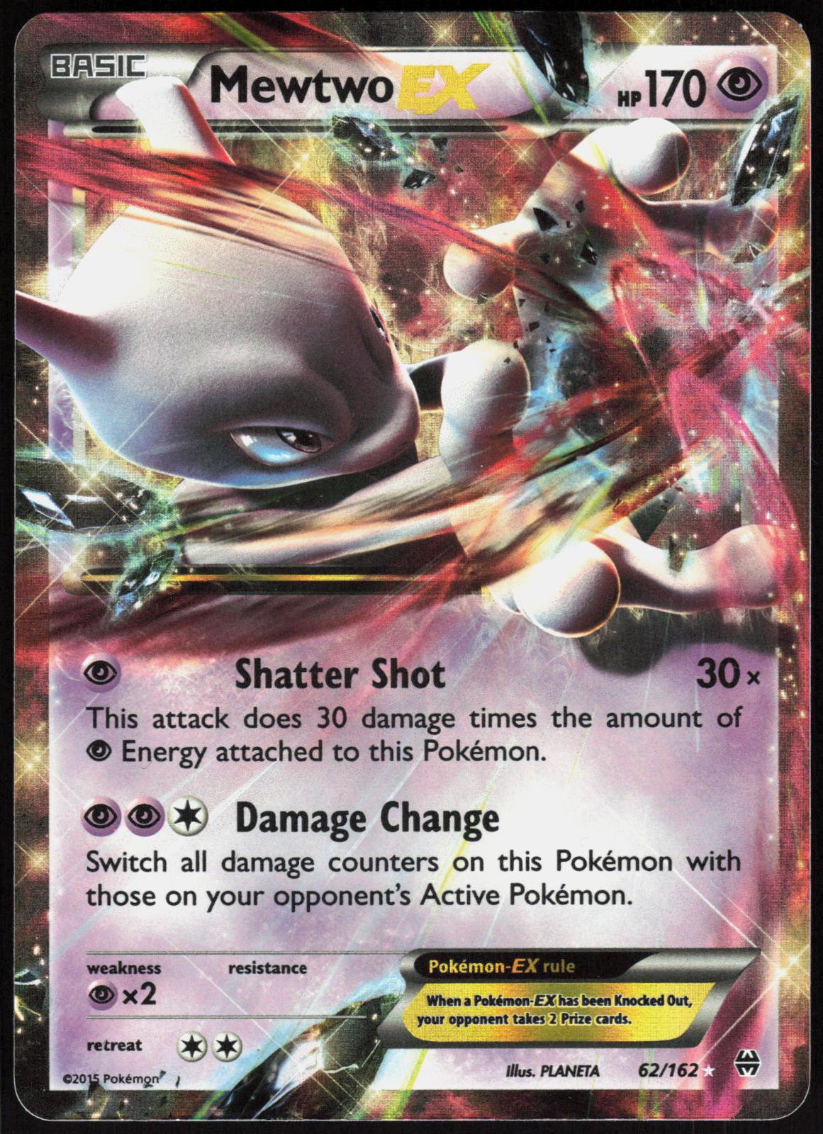 MEWTWO EX 62/162 BREAKTHROUGH POKEMON EX RARE HOLO LP