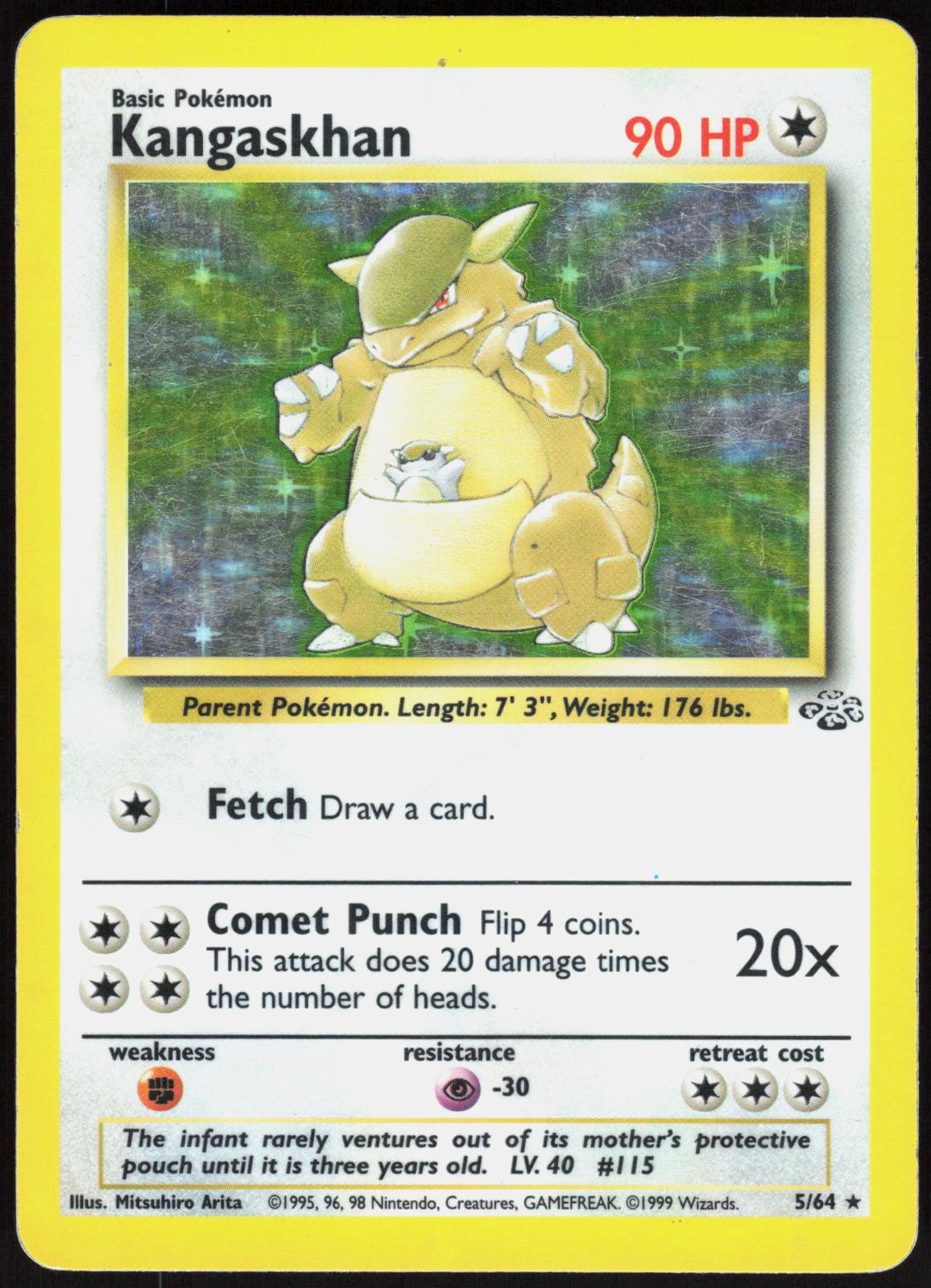 KANGASKHAN 5/64 JUNGLE POKEMON RARE UNLIMITED HOLO HP