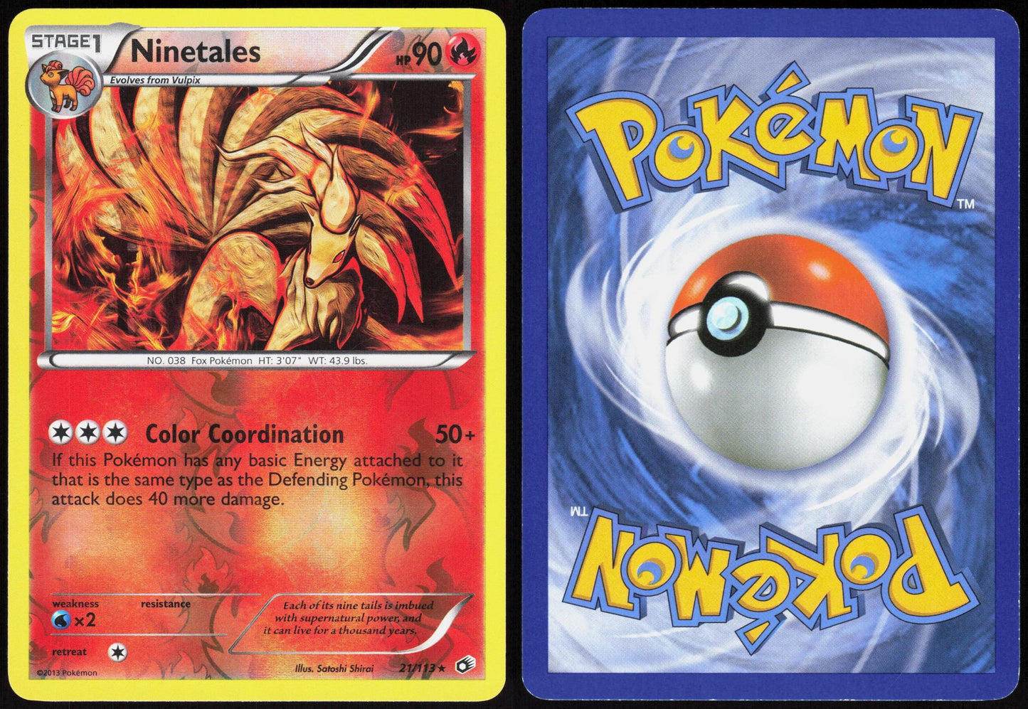NINETALES 21/113 LEGENDARY TREASURES POKEMON RARE REVERSE HOLO LP
